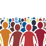 Crowd for 1st principle A drawn image of a crowd of people of all colors